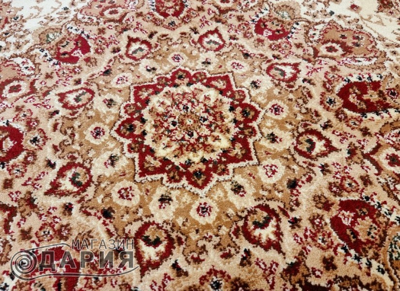 Тъкан персийски килим Blue stones 2538 cream кръг